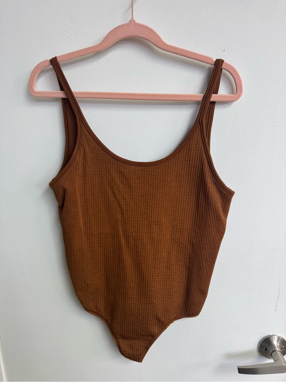 lululemon athletica Ribbed Scoop-Neck Bodysuit — Chestnut Brown